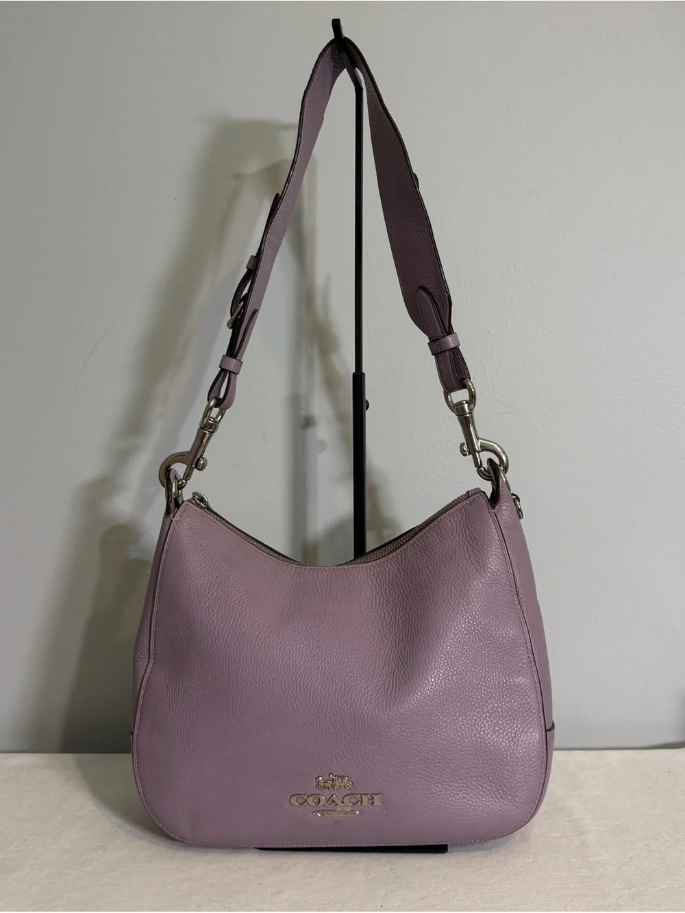 Coach Jes Hobo Shoulder Bag Lilac Purple Pebbled Leather F76695